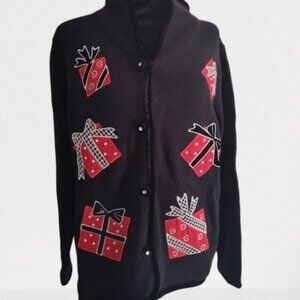 Mandal Bay Women's Christmas Button Down Cardigan Sweater Size Large